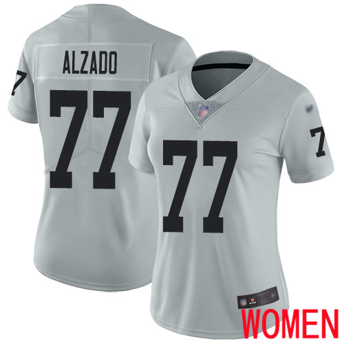 Oakland Raiders Limited Silver Women Lyle Alzado Jersey NFL Football #77 Inverted Legend Jersey->women nfl jersey->Women Jersey